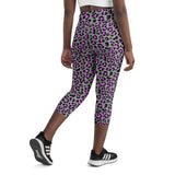 Grey & Pink Cheetah High Waisted Yoga Capri Leggings