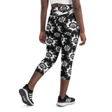 Black and White Tie Dye Yoga Capri Leggings