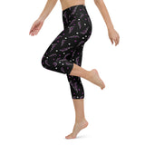 Rosafarbene Yoga-Capri-Leggings mit aufhellendem Bolzen und Leopardenmuster