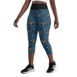 Sugar Skull Striped Leggings Yoga Capri Leggings