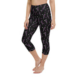 Rosafarbene Yoga-Capri-Leggings mit aufhellendem Bolzen und Leopardenmuster