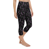 Rosafarbene Yoga-Capri-Leggings mit aufhellendem Bolzen und Leopardenmuster