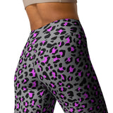 Grey and Pink Cheetah High Waisted Yoga Leggings