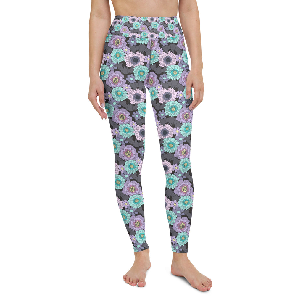 Floral Bats Full Length Yoga Leggings