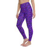 Purple and Pink Leopard Print High Waisted Full Length Yoga Leggings