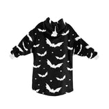 Black & White Bat Print Blanket Hoodie Adults & Kids Sizes