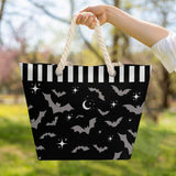 Witchy & Wild – Spooky Bat Print Rope Handle Beach Bag