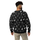 Inked Up Cardigan – Black and White Tattoo Knit for Alternative Fashion