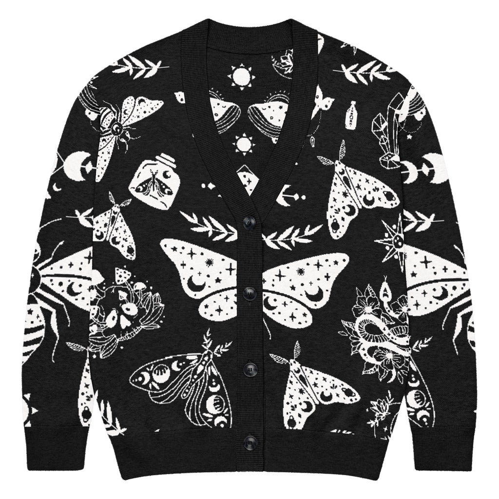 cardigan_with_no_model_in_celestial_snake_print_cardigan_with_a_witchy_alternative_style_cozy_and_lightweight_knit.