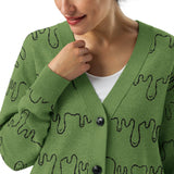 Toxic Cozy Knitted Cardigan – Green & Black Unisex Slime Knit