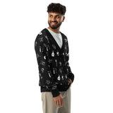 Inked Up Cardigan – Black and White Tattoo Knit for Alternative Fashion