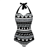 Spooky Stripes Women's Halterneck One-Piece Swimsuit