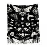 Warm Winter Scarf Celestial Witchy Goth Moth Tassled Scarf Shawl