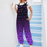 Lila und Schwarz Ombre Fledermaus Spooky Print Damen Latzhose Overalls Gothic