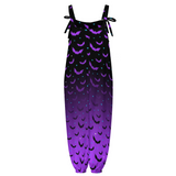 Lila und Schwarz Ombre Fledermaus Spooky Print Damen Latzhose Overalls Gothic
