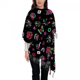 Warm Winter Scarf Black Retro Tattoo Tassled Fleece Scarf Shawl