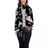 Warm Winter Scarf Celestial Witchy Goth Moth Tassled Scarf Shawl