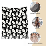 Warm Winter Scarf Cute Ghosts Goth Tasseled Scarf Shawl