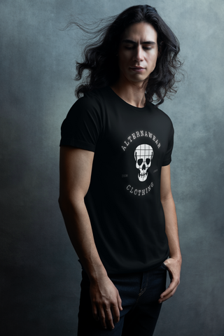 Alternawear Gothic Skull Print Tee – Soft Cotton Unisex Punk Shirt