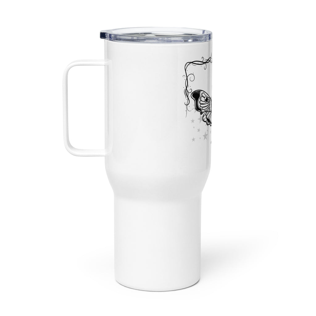 Moth Print Travel mug with a handle
