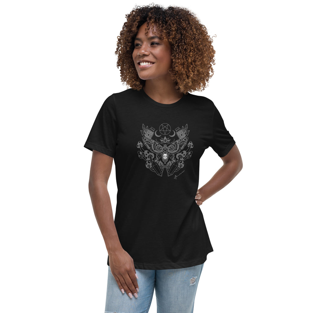 Witchy Moon Moth Goth Relaxed T-Shirt