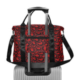 Rote Reisetasche mit Leopardenmuster