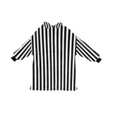 Black & White Striped Print Blanket Hoodie Adults & Kids Sizes