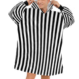 Black & White Striped Print Blanket Hoodie Adults & Kids Sizes