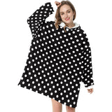Black & White Polka Dot Print Blanket Hoodie Adults & Kids Sizes