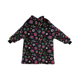 Black Retro Tattoo Print Blanket Hoodie Adults & Kids Sizes