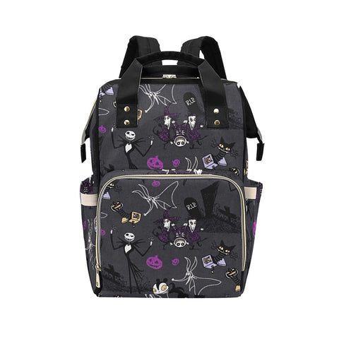 Dark Grey & Purple Jack Skellington Nappy Changing Bag