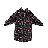 Black Retro Tattoo Print Blanket Hoodie Adults & Kids Sizes