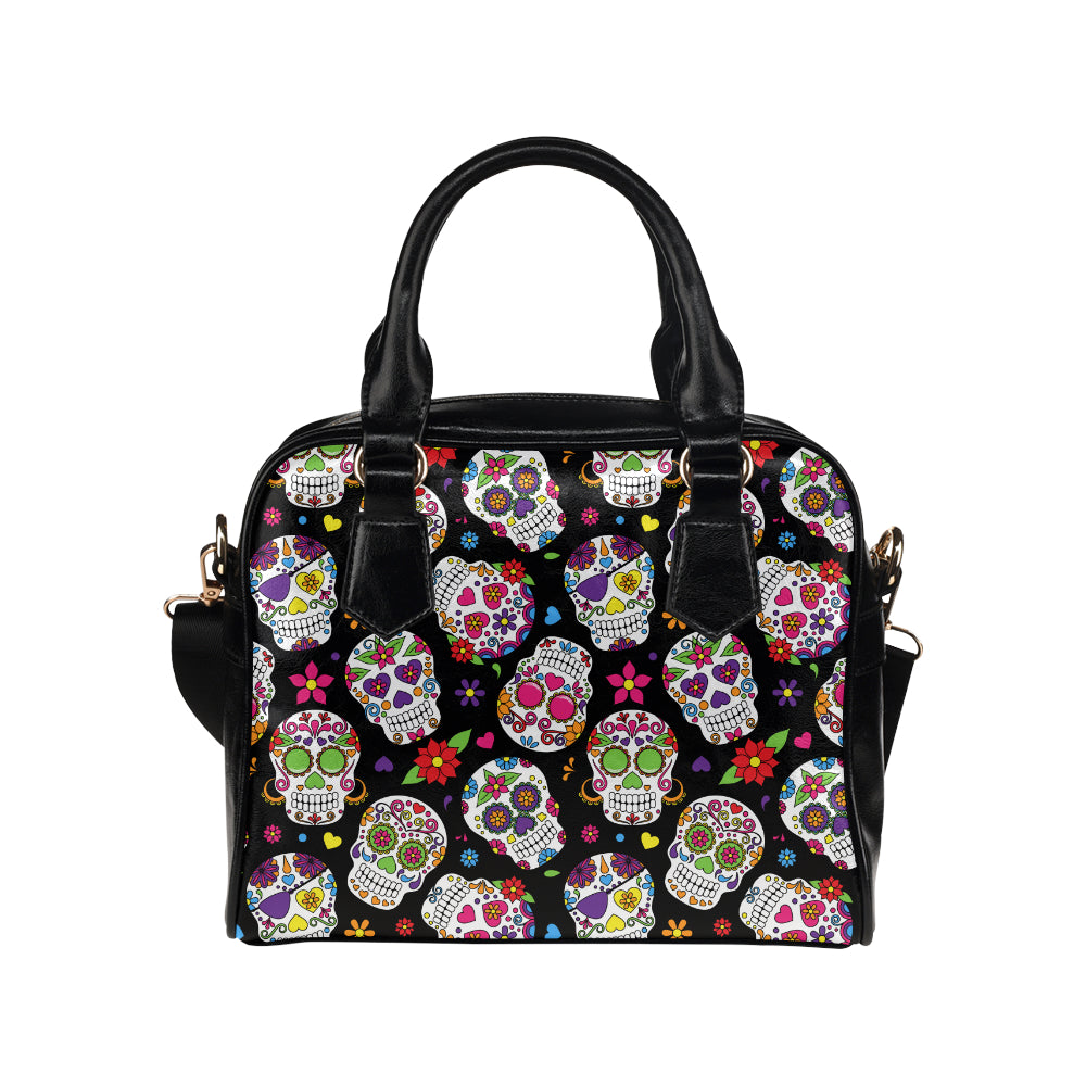 Black Sugar Skull Ladies Shoulder Bag