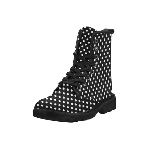 Black & White Polka Dot Print Ladies Boots