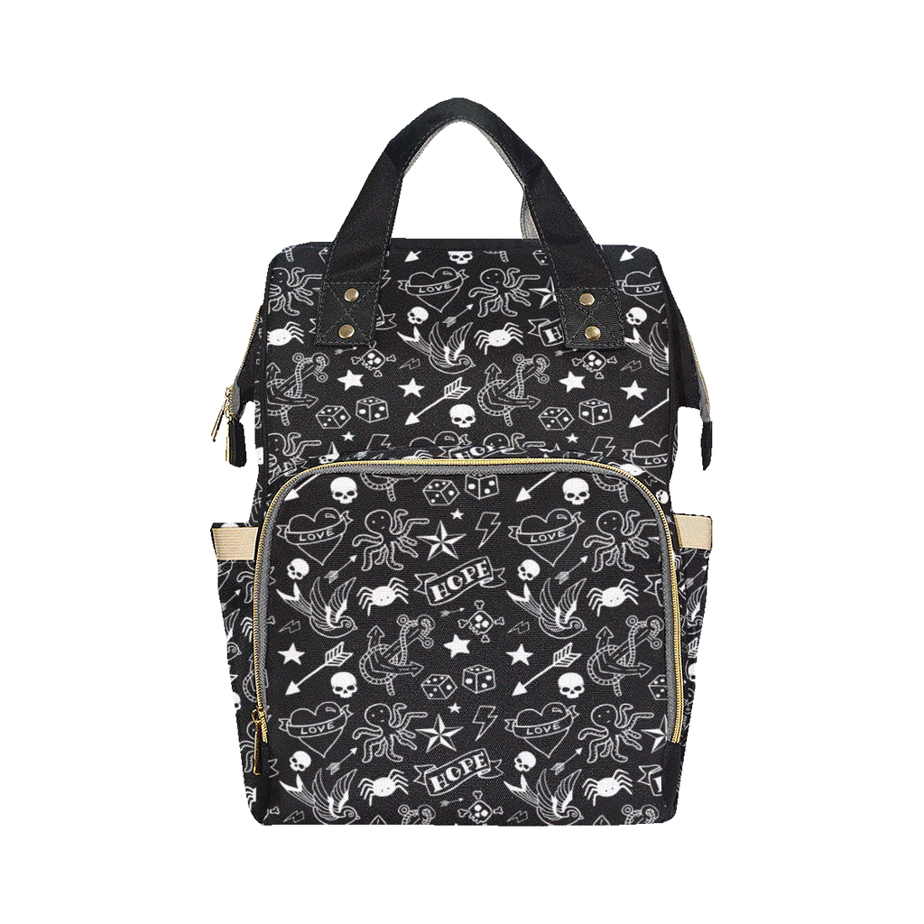 Schwarz-weiße Tattoo-Wickeltasche für Babys