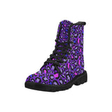 Purple Leopard Print Ladies Lace Up Boots