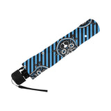 Sugar Skull Kitty Blue Stripes Umbrella