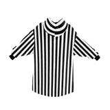 Black & White Striped Print Blanket Hoodie Adults & Kids Sizes