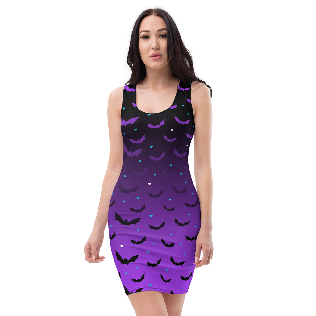 Purple Bats Ombre Sleeveless Ladies Dress