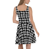 Block Skull Black & White Ladies Skater Dress