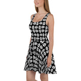 Block Skull Black & White Ladies Skater Dress