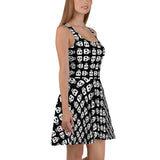 Block Skull Black & White Ladies Skater Dress
