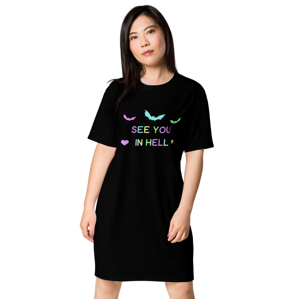 Ladies 'See you in hell' black T-shirt dress