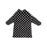 Black & White Polka Dot Print Blanket Hoodie Adults & Kids Sizes