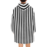 Black & White Striped Print Blanket Hoodie Adults & Kids Sizes