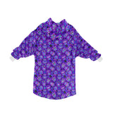 Purple Sugar Skulls Print Blanket Hoodie Adults & Kids Sizes
