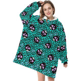 Green Sugar Skulls Blanket Hoodie Adults & Kids Sizes