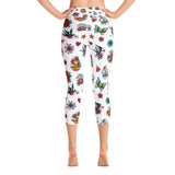 Retro-Tattoo-Allover-Print-Yoga-Capri-Damen-Leggings