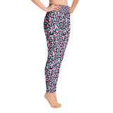 Damen-Yoga-Leggings mit Leopardenmuster in Rosa und Türkis