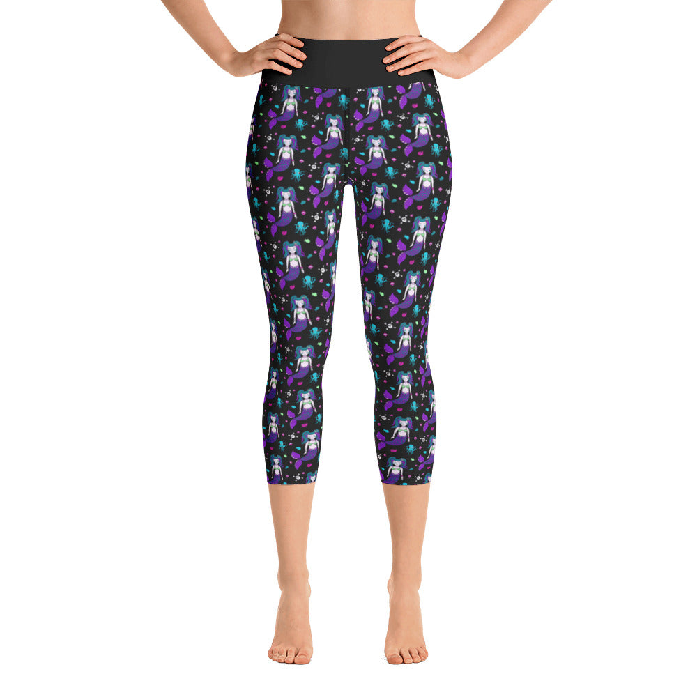 Gothic Mermaid Ladies Yoga Capri Leggings